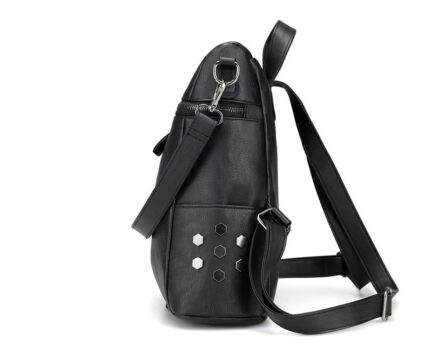 Sac à Dos / Sac Poitrine En Cuir Noir Vintage - Occasion - Sans Marque